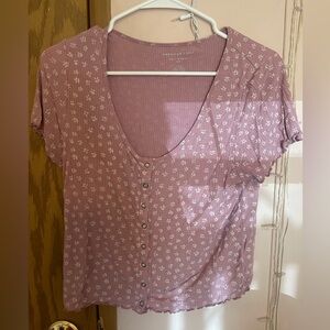Women’s American Eagle floral pink T shirt size large